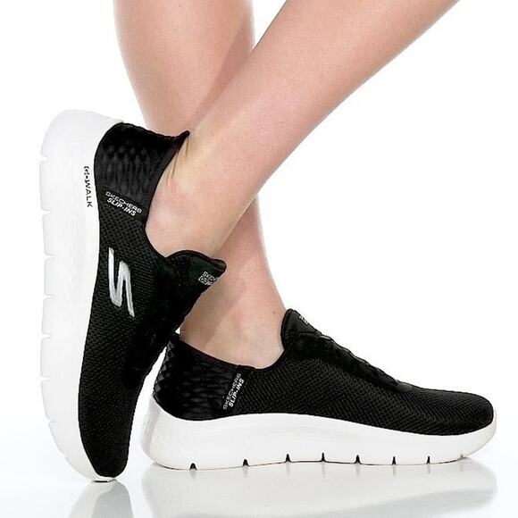 Skechers Women's 7 Black White Slip-ins: GO WALK Flex Grand Entry Sneaker LE3-14 - Picture 1 of 8